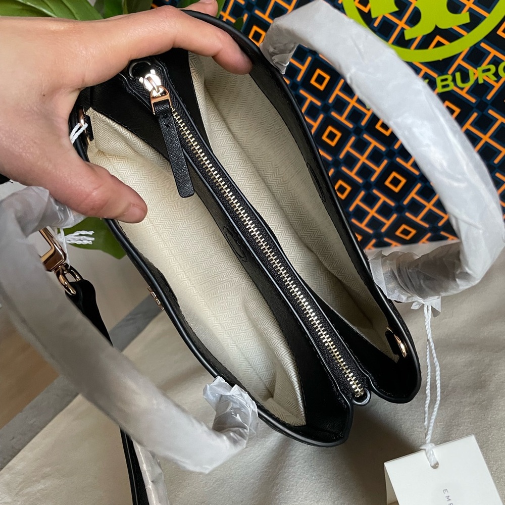 NWT , tory burch emerson mini black tote bag , crossbody - Picture 6 of 14